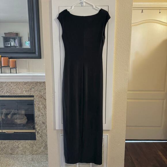 Lauren Ralph Lauren Cowl Neck Sheath Black Long Dress Sz 6 Classic Timeless - Picture 7 of 8